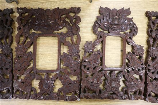 Six Chinese carved wood frames